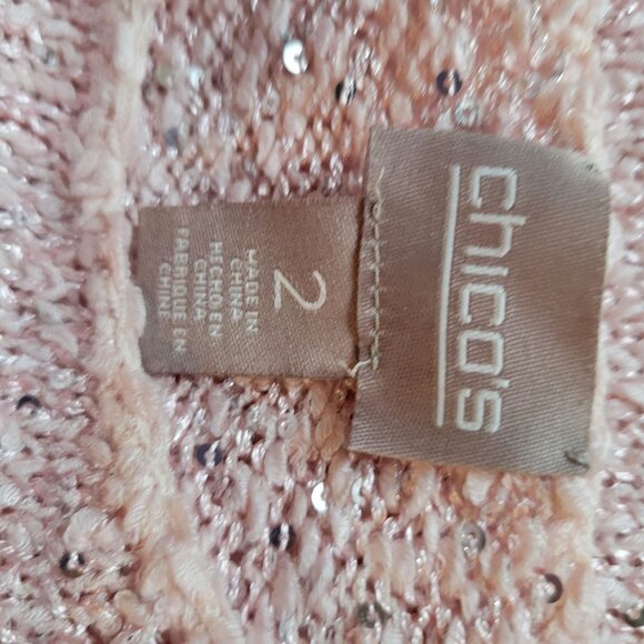 Chicos Pink Sequin Knit Long Sleeve Sweater Size 2 Large - Picture 8 of 8
